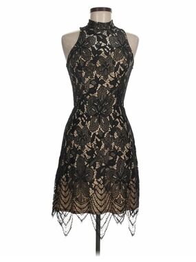 Xhilaration Black Lace Midi Dress with Nude Lining